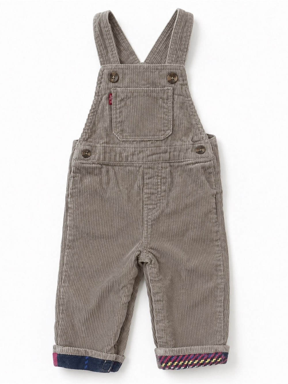 Levi’s Baby Tan Corduroy Bib Overalls Patterned Roll Cuffs 24M